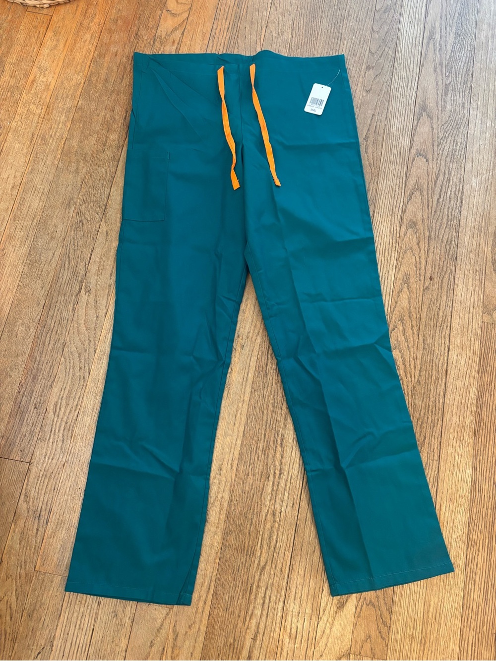 Landau Teal Scrub Pants with Orange Drawcord - NWT